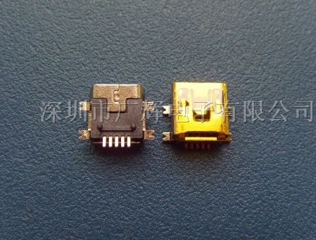 供应MINI USB 5P 7.7MM短体式 母座连接器