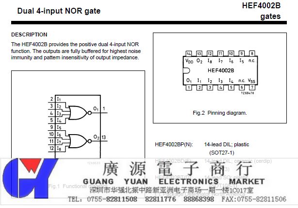 供应NXP恩智浦IC  HEF4002
