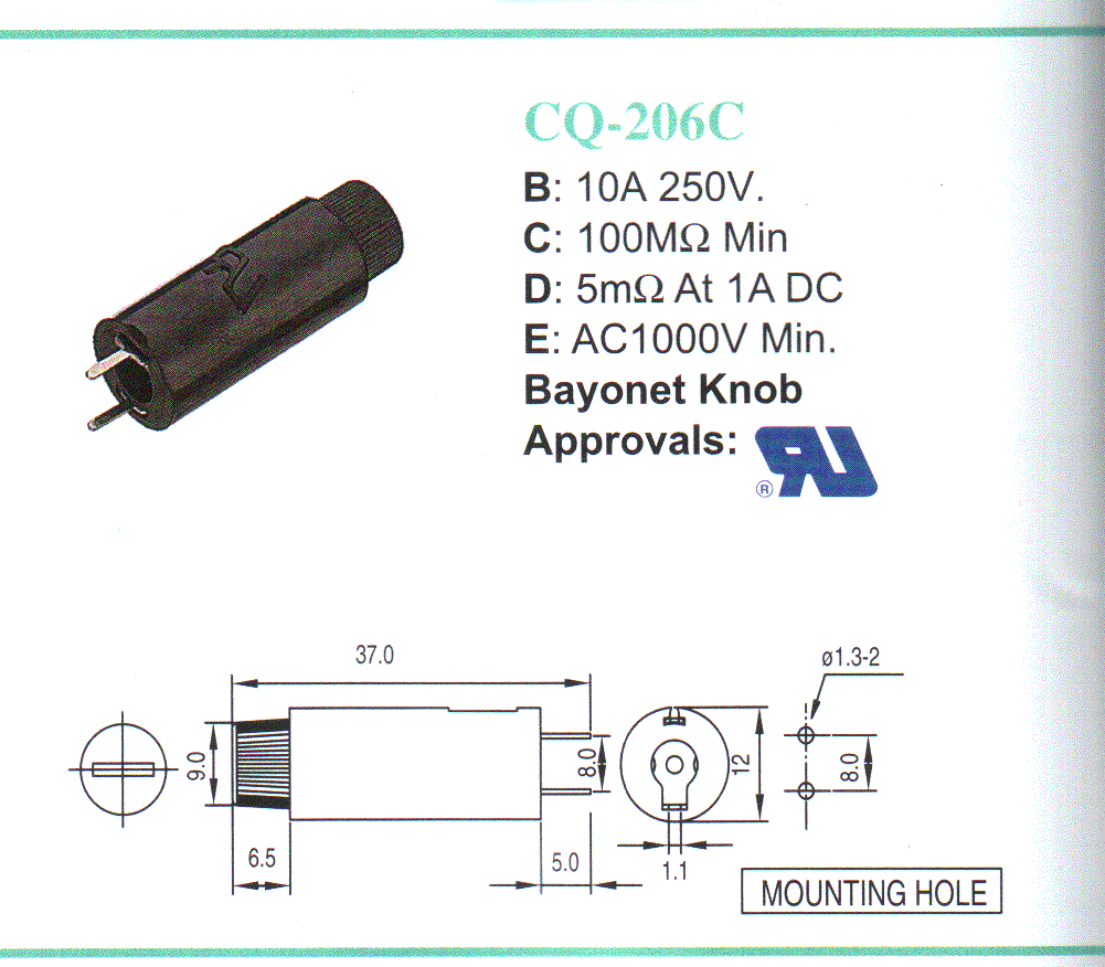 供应CQ-206C(R3-24) 保险丝座