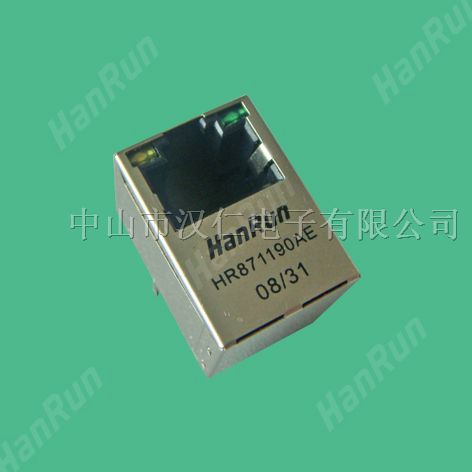 汉仁/HanRun 插口垂直型RJ45插座，内置隔离变压器